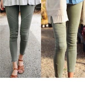 NWT Moto Olive Stretch Biker Pants/Leggings L/XL